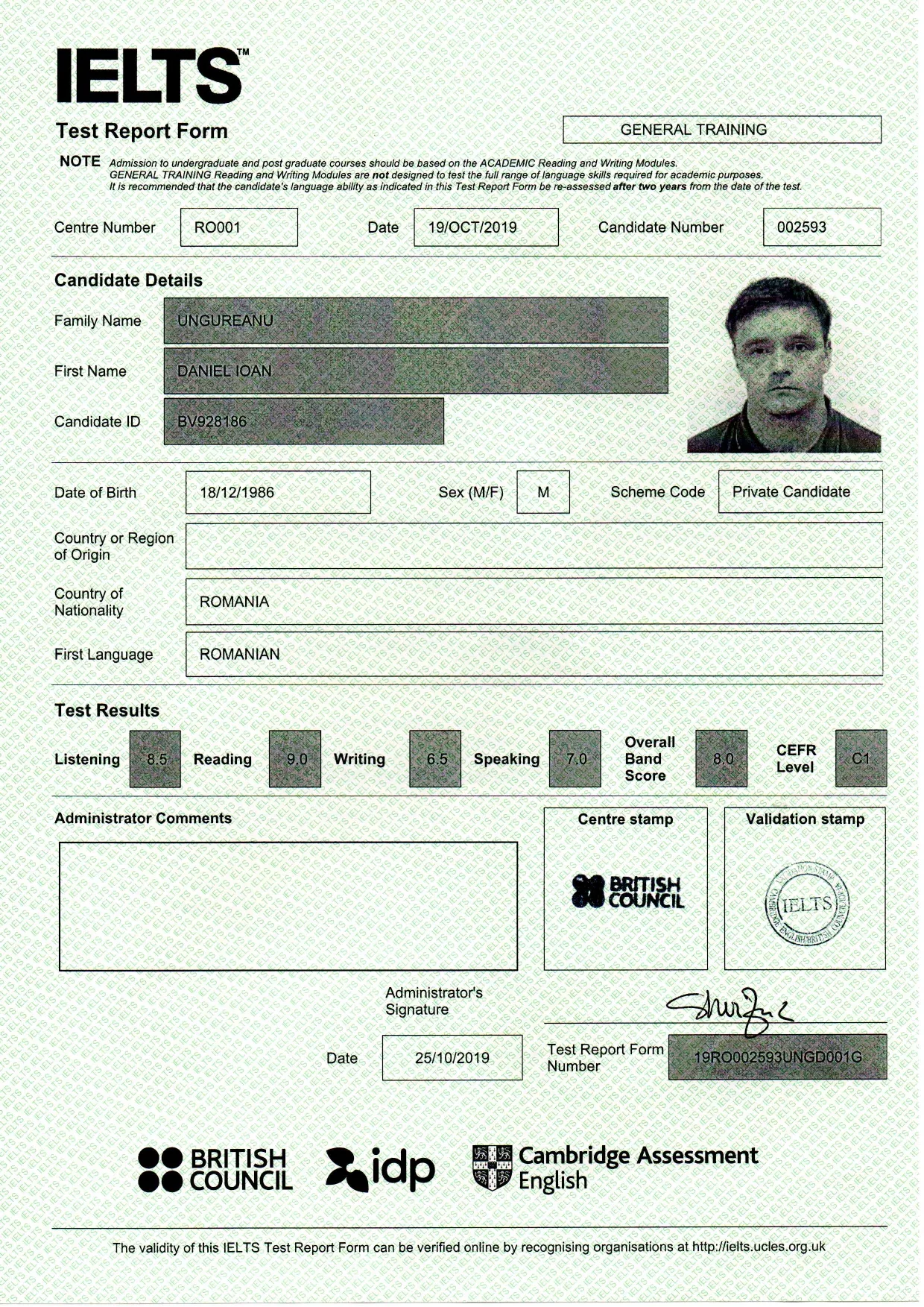 IELTS Certificate